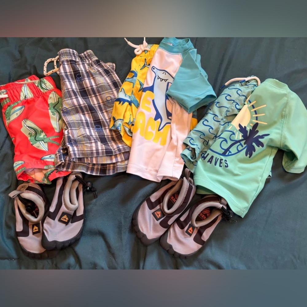 Kids Swim Trunks with Fish Print